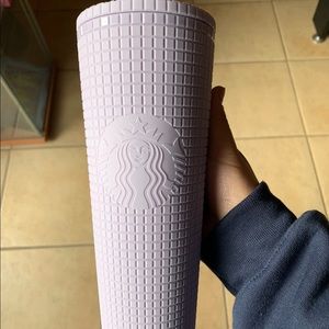 Matte lilac grid Starbucks tumbler
